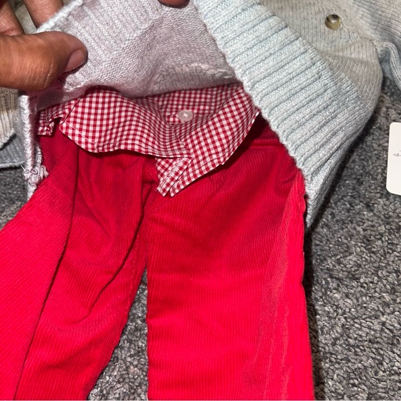 Boys 3 piece matching set sweater long sleeve dress shirt corduroy pants outfit - Picture 3 of 12